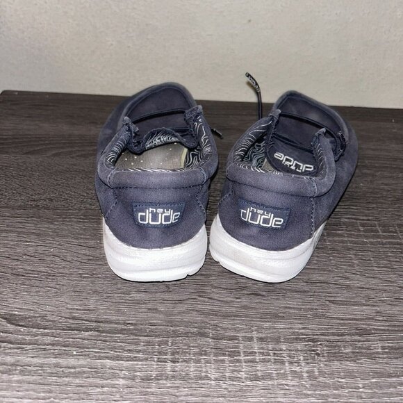 Hey Dude Wally Navy Lightweight Slip On Casual Comfort Shoes Youth Size 3 - Picture 6 of 8